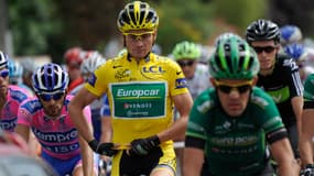 Thomas Voeckler en 2011 avec le maillot jaune