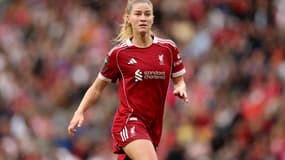 Maria Höbinger lors du match de la Barclays Women's Super League entre Liverpool et Everton à Anfield, le 7 septembre 2025