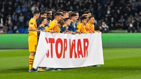 La banderole déployée avant Naples-Barça