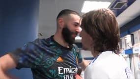 La joie de Karim Benzema et Luka Modric à l'issue du match
