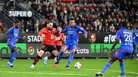 Corentin Tolisso lors du match entre Rennes et l'OL, le 12 novembre 2023.