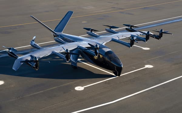 Called Midnight, this eVTOL (vertical takeoff and landing device) looks like a small plane with multiple rotors on its wings and is designed to make consecutive trips of up to 30 kilometers with a charging time of about 10 minutes between trips.  .