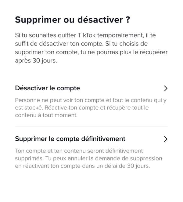 L'utilisateur dispose  de 30 jours maximum pour réactiver votre compte