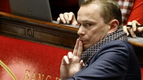 Le ministre du Travail Olivier Dussopt lors des débats sur la réforme des retraites à l'Assemblée nationale, le 16 février 2023 à Paris