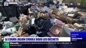 Grève des éboueurs à Marseille: le cours Julien croule sous les déchets