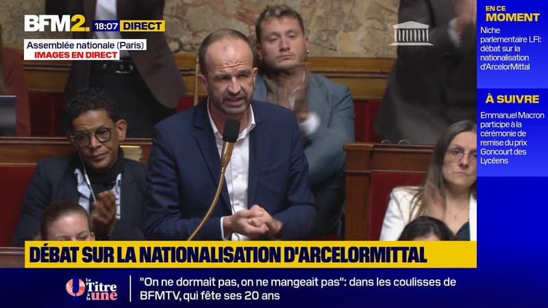 "Retirez vos amendements pour qu'on puisse voter la nationalisation d'ArcelorMittal", lance Manuel Bompard aux députés RN-UDR