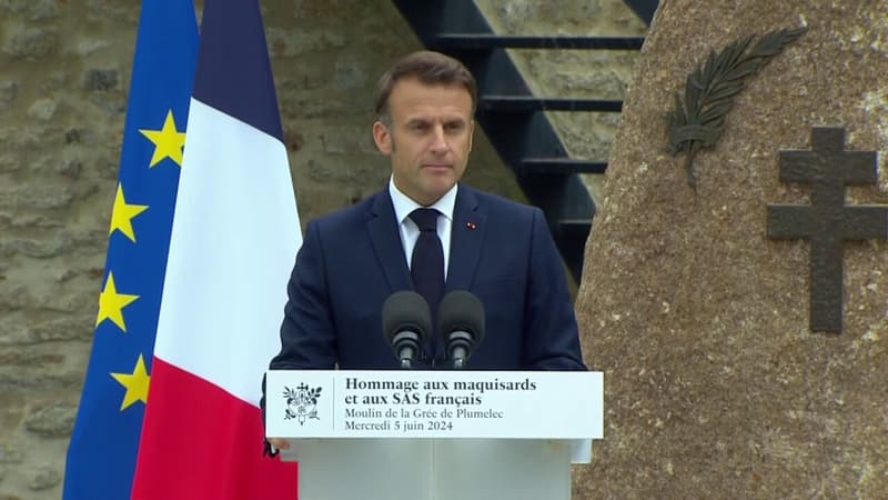 80 ans du D-Day: Emmanuel Macron rend hommage au vétéran Achille Müller, présent lors de la cérémonie