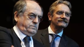 Noël Le Graët (à gauche), le président de la FFF, en compagnie de Frédéric Thiriez, l'ancien président de la LFP. 