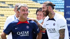 Christophe Galtier et Sergio Ramos avec le PSG, à Tokyo le 18 juillet 2022