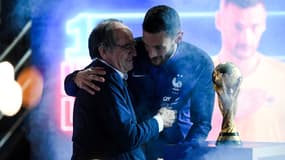 Noël Le Graët et Hugo Lloris après la Coupe du monde 2018