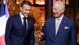 Le président français Emmanuel Macron et le roi Charles III lors de leur visite au Musée d'Histoire naturelle pour rencontrer des chefs d'entreprise et parler de biodiversité, à Paris, le 21 septembre 2023. 