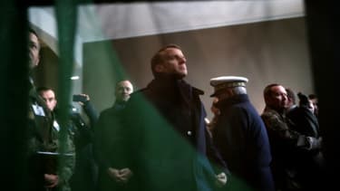 Le président Emmanuel Macron lors d'une visite au camp militaire de Mourmelon, près de Reims, le 1er mars 2018