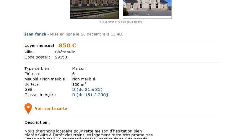 La petite annonce sur Le Bon Coin, supprimée depuis par son auteur. La petite annonce sur Le Bon Coin, supprimée depuis par son auteur.