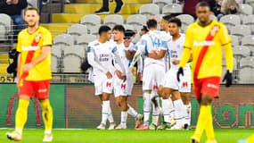 La joie des Marseillais après le but de Payet face à Lens, le 22 janvier 2022.