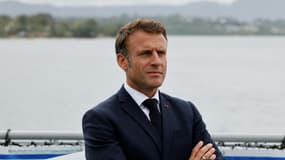 le président Emmanuel Macron à Port Vila (Vanuatu) le 27 juillet 2023 
