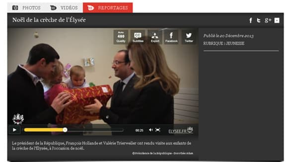 Page du site de l'Elysée le 26 janvier 2014. Page du site de l'Elysée le 26 janvier 2014.