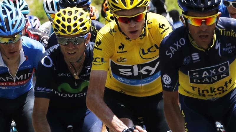 Chris Froome entre Alejandro Valverde et Alberto Contador