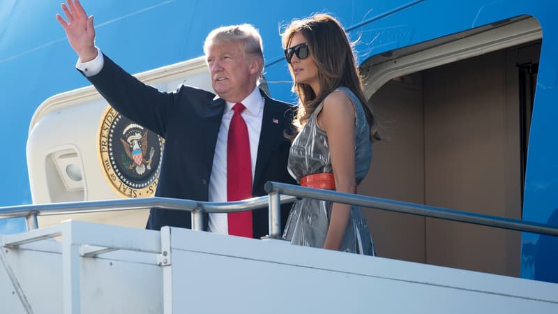 Donald et Melania Trump à leur départ de Hambourg, le 8 juillet 2017.