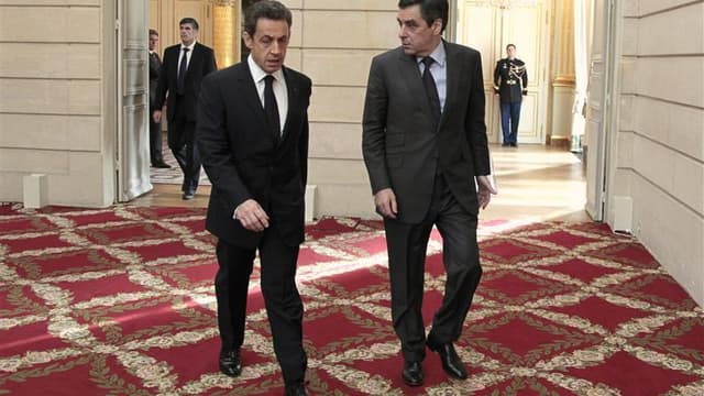 Nicolas Sarkozy et François Fillon à l'Elysée, en janvier. Le chef de l'Etat saura trouver les mots qui devraient lui permettre d'assurer sa réélection et tout se jouera dans les trois dernières semaines de la campagne, estime son Premier ministre dans un
