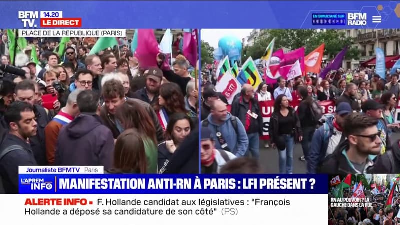 Manifestation contre le RN à Paris: le cortège s'élance place de la République