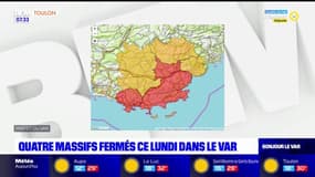 Var: quatre massifs interdits d'accès ce lundi face au risque de feux de forêt