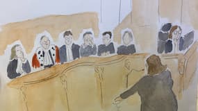 Croquis de la 2e journée du procès, le 7 février. 