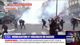 Retraites: situation extrêmement tendue dans le quartier des Grands Boulevards à Paris