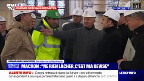"Don't give up, that's my motto"said Emmanuel Macron during his visit to the Notre-Dame site