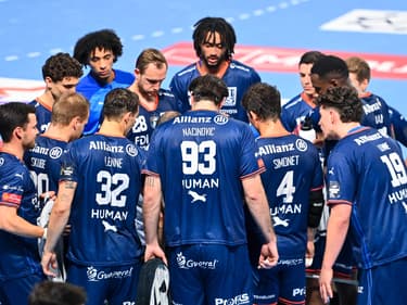 Les joueurs de Montpellier lors de leur quart de finale de Ligue des champions de handball, 24 avril 2024