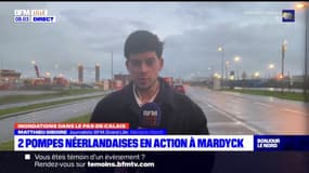 Inondations: deux pompes néerlandaises en action à Mardyck