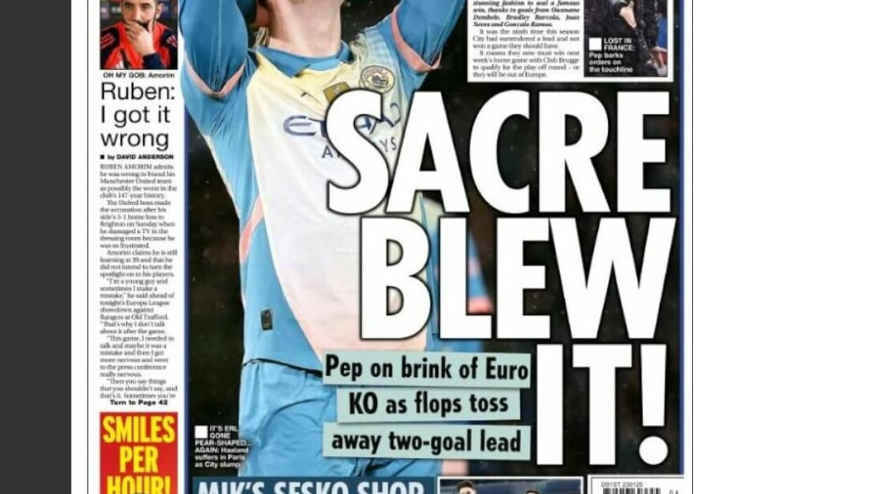 La une Daily Sport après PSG-City, le 23 janvier 2025 La une Daily Sport après PSG-City, le 23 janvier 2025