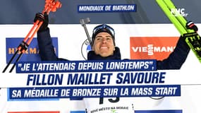 Mondiaux de biathlon : "Je l'attendais depuis longtemps", Fillon Maillet savoure sa médaille de bronze sur la mass start