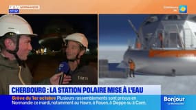 Cherbourg : la station polaire Tara mise à l’eau avant son exploration de l’Arctique