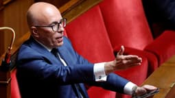 Le président du groupe parlementaire UDR Éric Ciotti lors d'une séance de questions au gouvernement à l'Assemblée nationale, à Paris, le 10 juin 2025.
