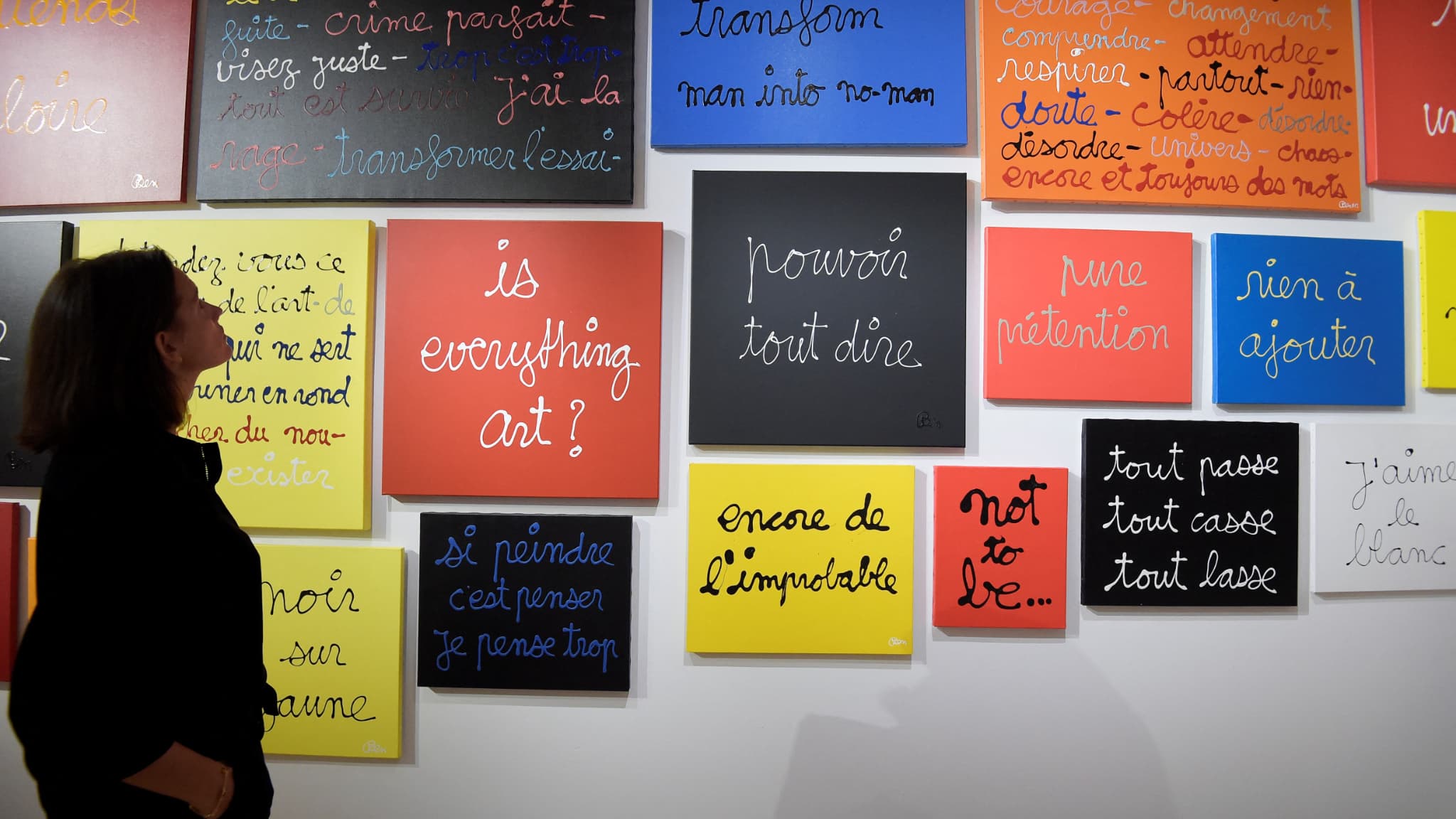 Tableaux de l'artiste Ben exposés au musée Maillol à Paris le 6 septembre 2016. Tableaux de l'artiste Ben exposés au musée Maillol à Paris le 6 septembre 2016.