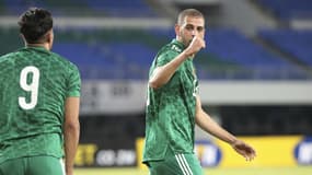 Islam Slimani lors du match Algérie-Zambie en mars 2021