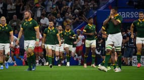 L'Afrique du sud lors de sa victoire en avant-dernier match de phase de groupes de la Coupe du monde de rugby, 1er octobre 2023