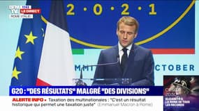 Pour Emmanuel Macron, la taxation des multinationales "est un résultat historique qui permet une taxation juste"