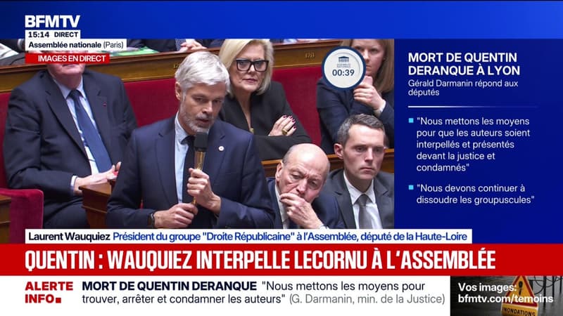 Mort de Quentin: "Aujourd'hui, l'extrême gauche a du sang sur les mains", assure Laurent Wauquiez
