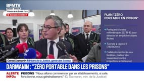 "Nous allons installer des scanners (...) et déployer des moyens technologiques de brouillage de téléphone": Gérald Darmanin présente son plan "zéro portable en prison"