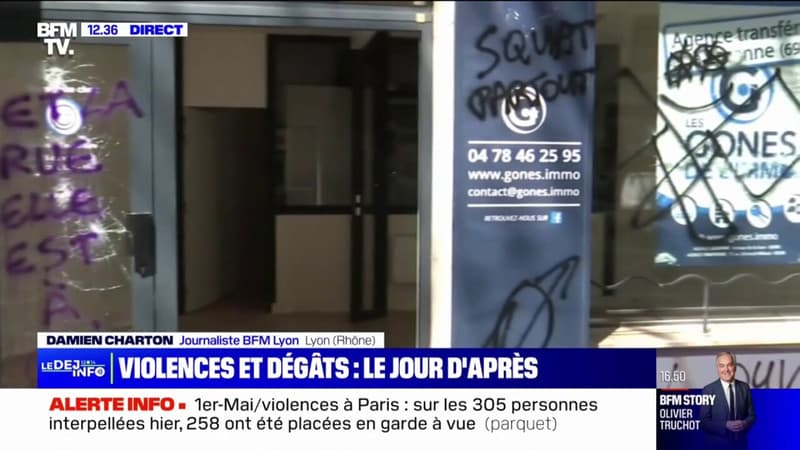 Violences à Lyon en marge du 1er-mai: les dégâts encore visibles dans les rues ce mardi