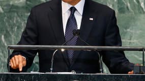 A la tribune de l'Assemblée générale des Nations unies, à New York, Barack Obama a affirmé mardi que les Etats-Unis feraient "ce qu'ils doivent faire" pour empêcher l'Iran d'acquérir l'arme nucléaire./Photo prise le 25 septembre 2012/REUTERS/Mike Segar