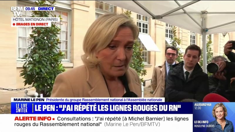 Marine Le Pen assure que Michel Barnier 