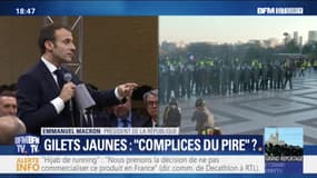 Emmanuel Macron sur les gilets jaunes: "Quand on va le samedi dans des manifestations violentes on est complice du pire"