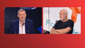 Eric Naulleau et Etienne Liébig le 3 avril 2024 sur le plateau des Grandes Gueules