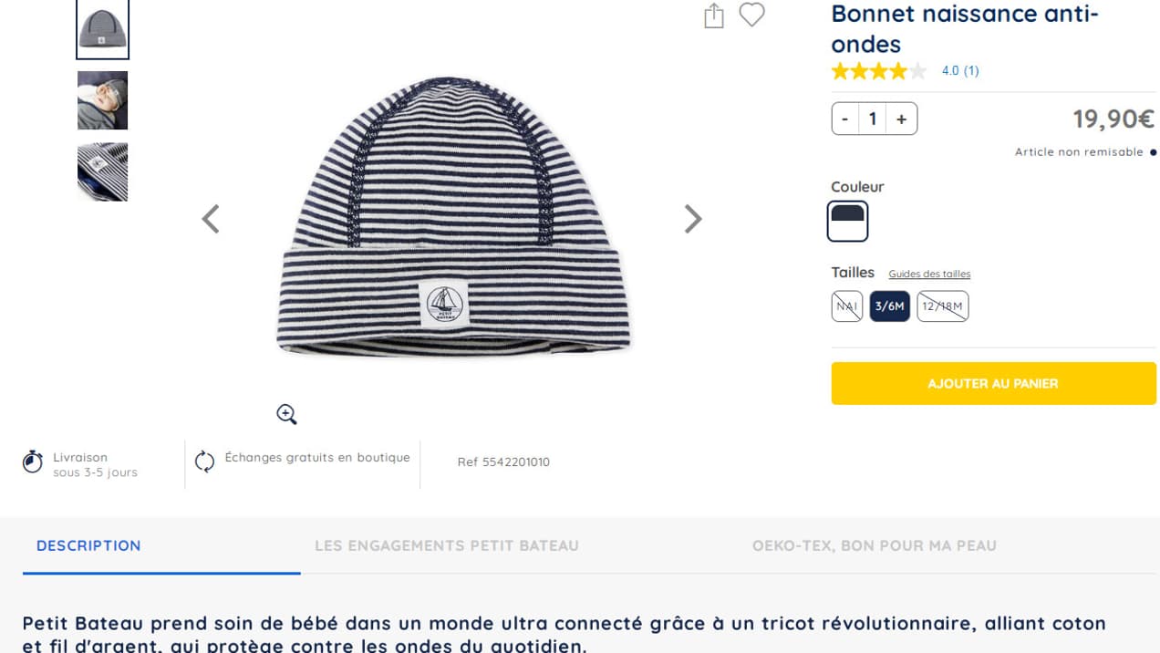 Capture d'écran du site Petit Bateau Capture d'écran du site Petit Bateau