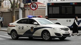 Une voiture de police à Shanghai, le 26 novembre 2023. (Photo d'illustration)