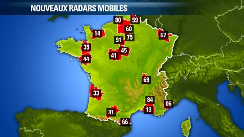 La carte des nouveaux radars mobiles, tels qu'ils doivent être déployés dans les prochaines années.