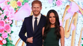 Les statues de cire du prince Harry et Meghan Markle à Madame Tussauds à Londres, le 9 mai 2018