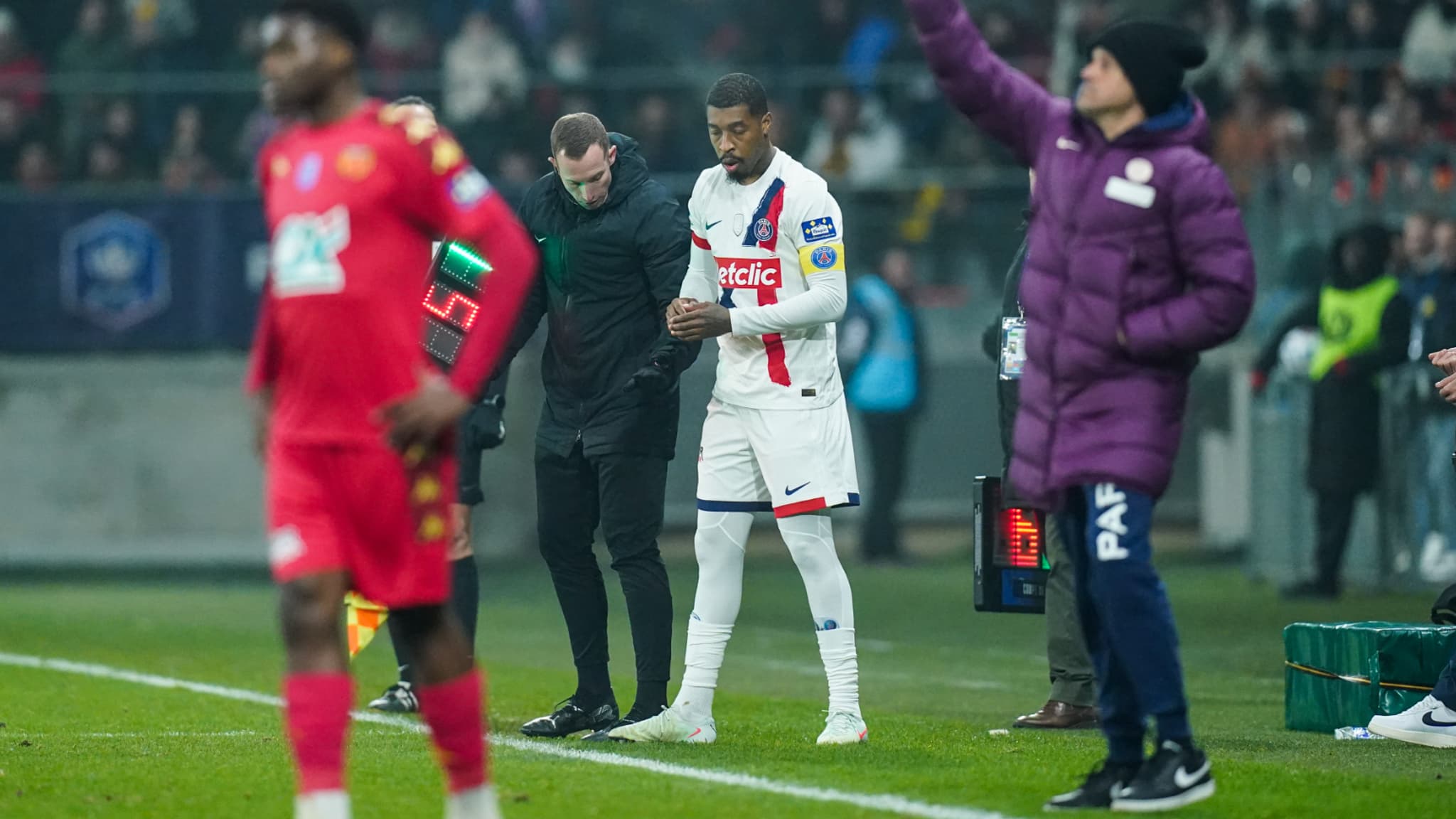 Presnel Kimpembe lors de Le Mans-PSG en Coupe de France le 4 février 2025 Presnel Kimpembe lors de Le Mans-PSG en Coupe de France le 4 février 2025